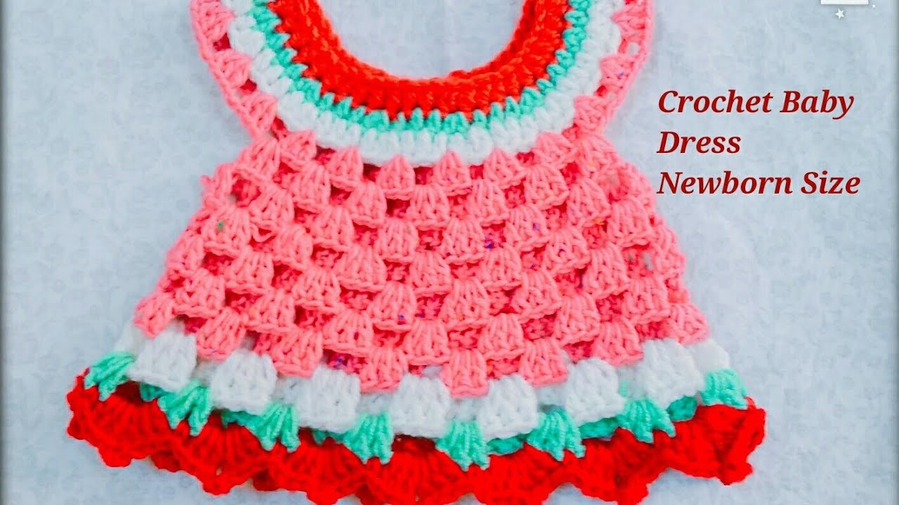 How to make  crochet baby dress {newborn size}-1
