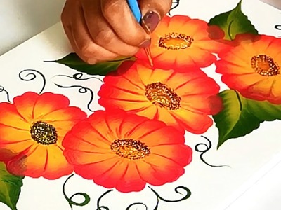 How To Make Easy & Beautiful Floral Painting Design on Fabric | Fabric Painting Designs