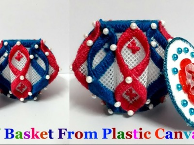 How to make flower Basket.pot with Plastic Canvas | DIY flower pot.Basket making ( Part 9)