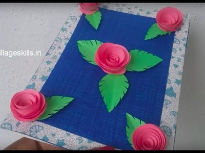 How to make paper rose, DIY very easy 3d popup card ,teacher's day greeting card ideas,greeting card