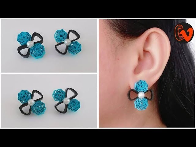 How To Make Quilling Stud Earrings. Tutorial. Paper Quilling Earrings. Design 33