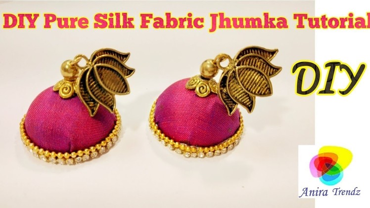 How to make Silk Fabric Jhumka at home. Kanchipuram Silk. DIY Tutorial