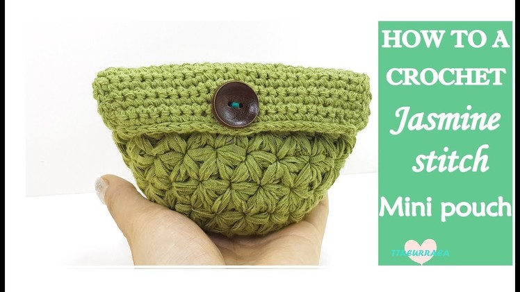 (코바늘파우치뜨기).자스민스티치 도안과설명.crochet bag( #crochet Jasmine stitch)(Eng sub).リフ編み