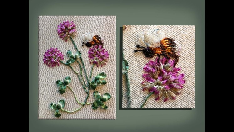 How to embroider a silk ribbon red clover group