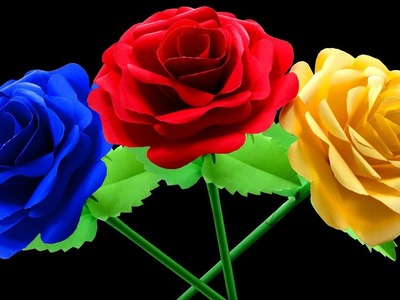 How to Make Beautiful Rose Flower by Quick and Easy Steps : DIY Paper Crafts