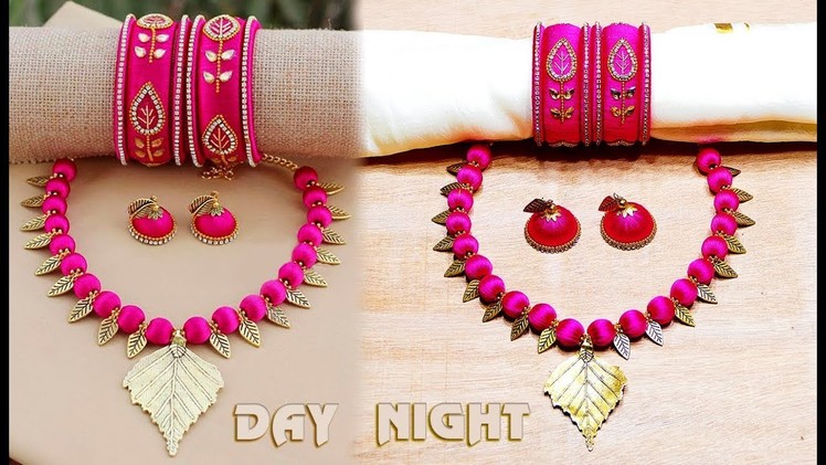 How To Make Beautiful Silk Thread Jewellery Set | Earrings, Bangles, Necklace