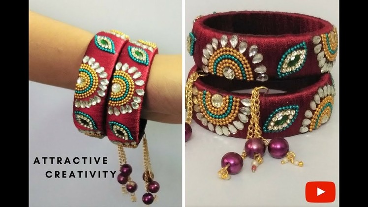 How to make designer silk thread bangles || silk thread bangle designs making