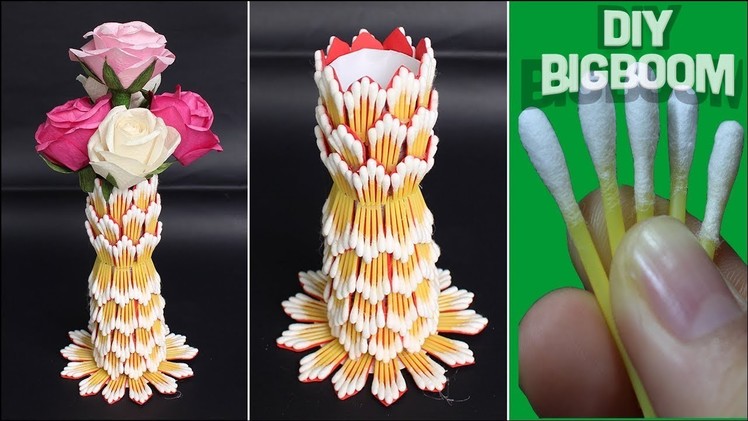 How to make flower vase - Flower vase cotton buds new 2018 - DBB