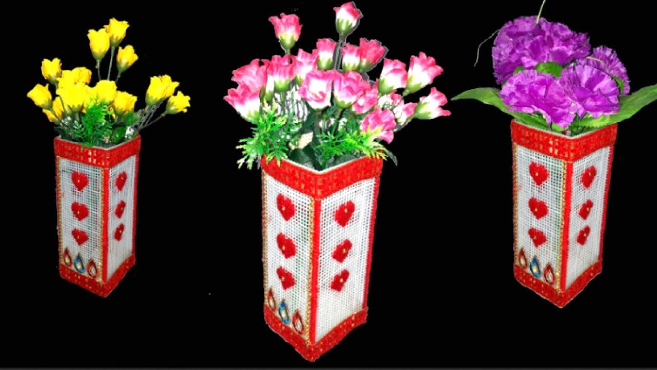 How to make flower vase.pot with Plastic Canvas | DIY flower pot.vase making |Plastic Canvas(Part 5)