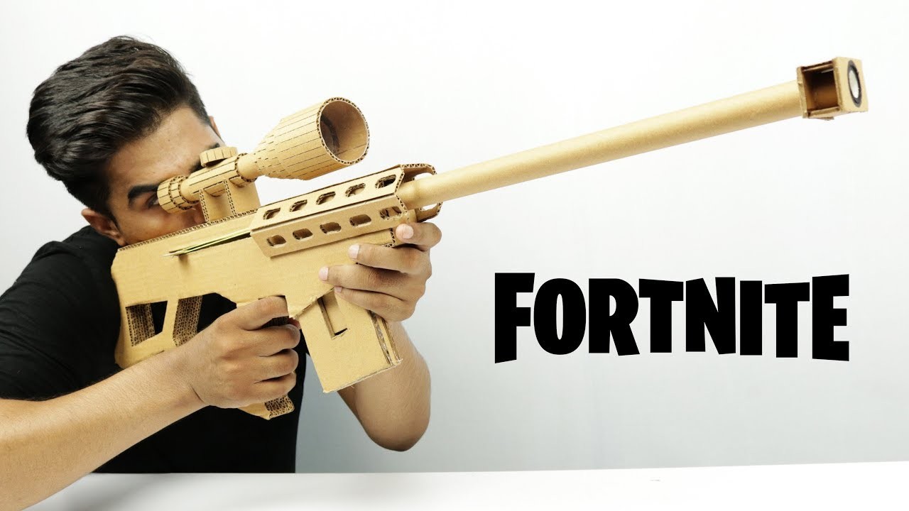 How To Make FORTNITE SNIPER RIFLE From Cardboard That Shoots