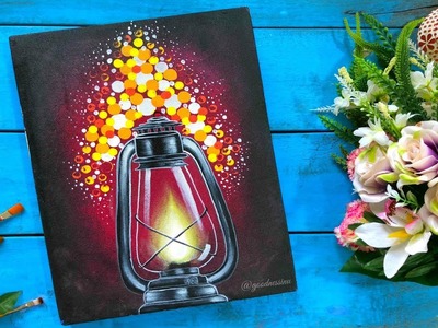 How to make Lantern Painting. Step by Step tutorial  using easy Techniques