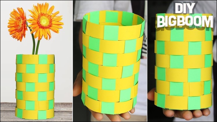 How to make paper flower vase step by step, Paper crafts EASY 2018