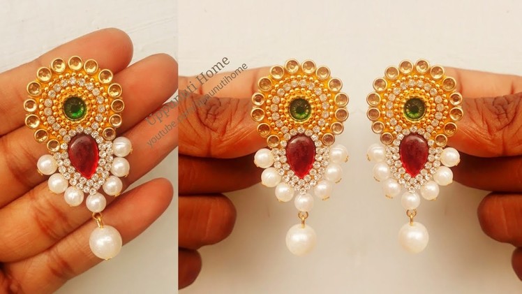 How To Make Simple And Beautiful Pearl Earrings At Home | DIY | Pearls Jewelry Making | uppunutihome