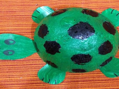How to make tortoise with coconut shell and cardboard