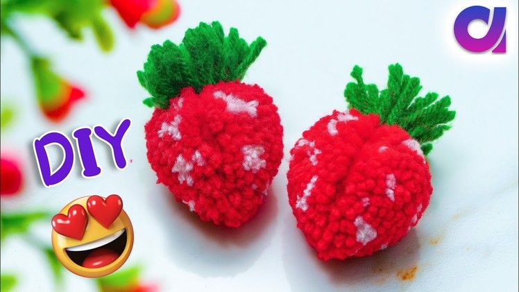 How to make wool Strawberry  At Home | wool strawberry making | Artkala 541