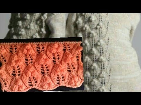 पत्ती Lace bobble Leaf knitting design hindi (English subtitles). new design 2018.design no 85