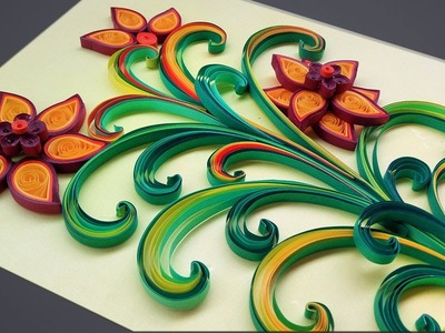 Paper Quilling | How to make Beautiful Flower Design Birthday Greeting Card | Paper Quilling Art