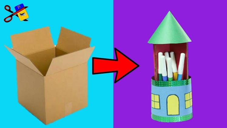 Waste Material Craft | Best Out Of Waste Cardboard Box | How To Make A Pen Stand | Basic Craft