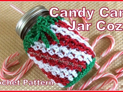 Candy Cane Jar Cozie Crochet Pattern