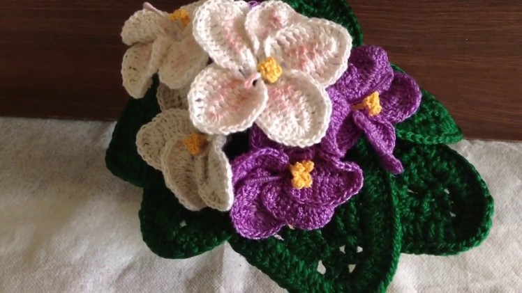 Crochet African Voilet flower | crochet saintpaulia flower