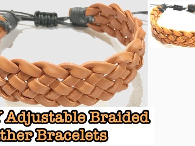 DIY LEATHER BRACELETS  | Adjustable | Braided | Leather | Bracelets | How To Make Leather Bracelets