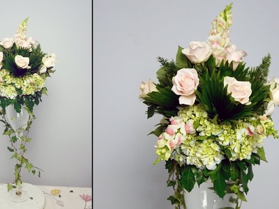 HOW TO Arrange Flowers DIY Rose Hydrangea,Snapdragon Tall Flower Vase?