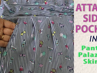 How To Attach Side Pocket in Pant, Palazzo, Kurti, Skirt Just in 5 Minutes