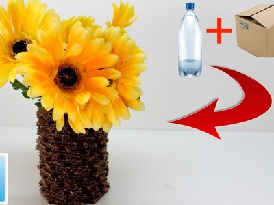How to Make a Flower Vase from Plastic Bottle and Cardboard