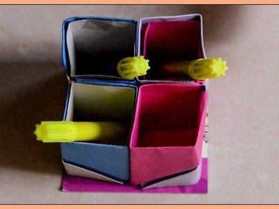 How To Make A Paper Pen Stand - Origami Paper Pen Stand - Paper Activity For Kids