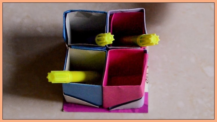 How To Make A Paper Pen Stand - Origami Paper Pen Stand - Paper Activity For Kids