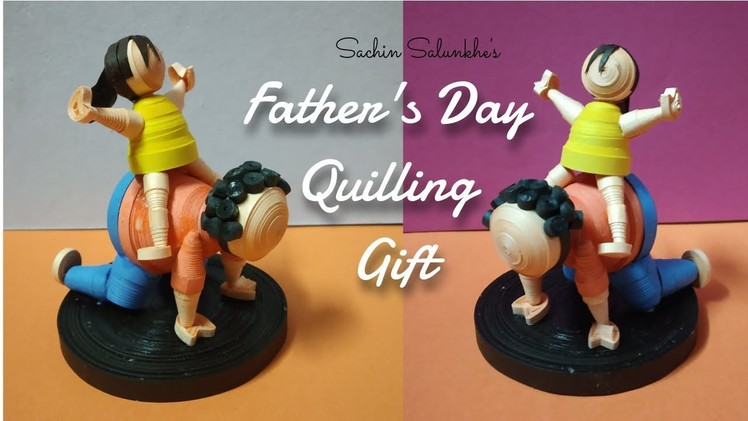 How to make Father's Day Quilling Gift.Quiling Dad with Baby.Handmade Gift