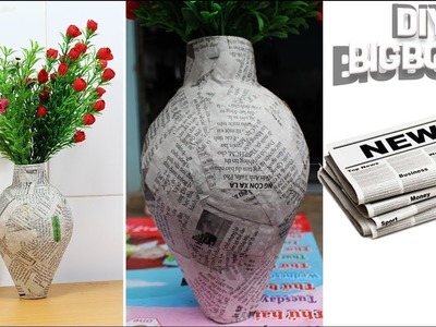 How to make Flower Vase with Newspaper step by step | 2018 | DBB