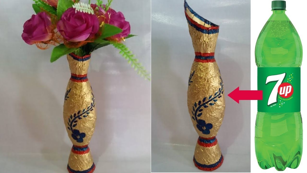 How to make flower vase with plastic bottle || plastic bottle vase || dustu pakhe||