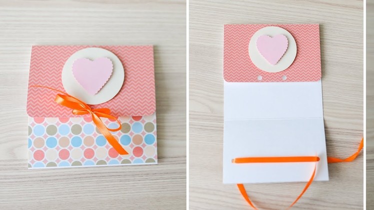 How to make : Greeting Card with a Ribbon | Kartka Okolicznościowa - Mishellka #292 DIY