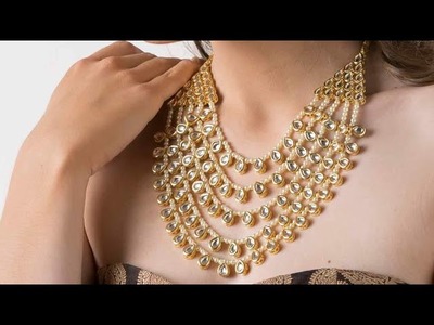 How to make kundan pearl layered bridal necklace at home.designer bollywood jewelry making tutorial
