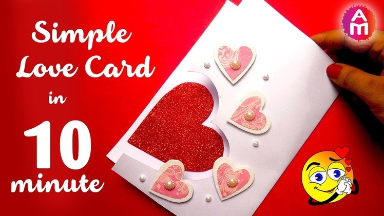 How to make romantic love card in 10 minutes | Handmade love card making |  Artsy Madhu