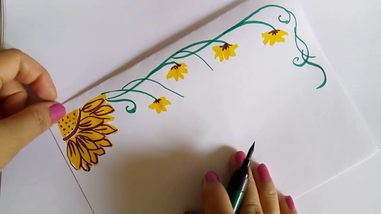 Project File Design || How To Draw Sunflowers Floral Pattern