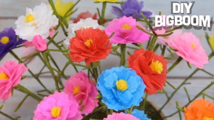 Simple tutorial for How to make Tissue Paper flowers - Portulaca Grandiflora
