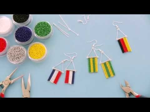 Beebeecraft ideas on how to make world cup team seed beads earrings