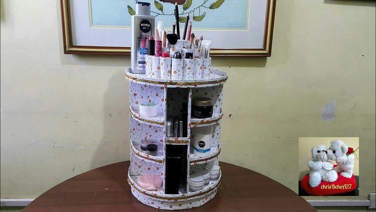 DIY# 89 Rotating Cosmetic.Makeup Organizer With My Own Idea Rotating Base Without Stick