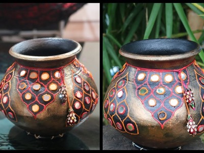 DIY  amazing decorative pot.matki decoration. pot decoration ideas