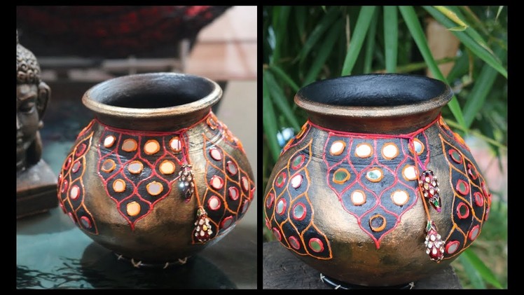 DIY  amazing decorative pot.matki decoration. pot decoration ideas