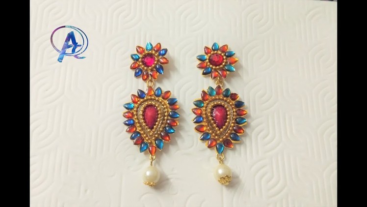 Diy earrings || how to make  designer earrings || Designer kundan earrings