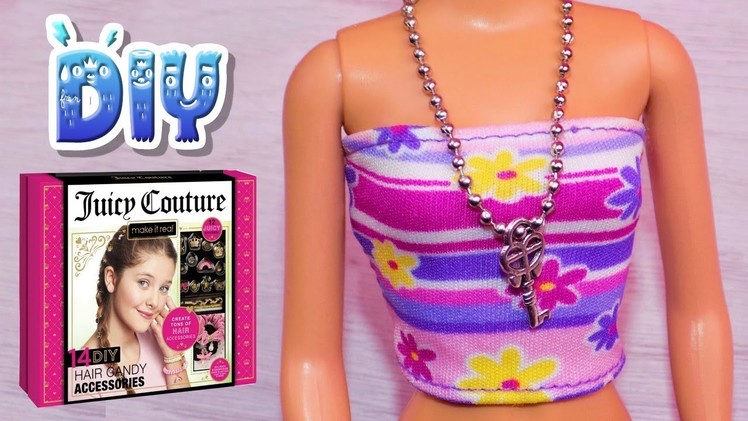 DIY How to Make Miniature Dollhouse Barbie Doll Necklace Plus Juicy Couture Hair Candy Accessories