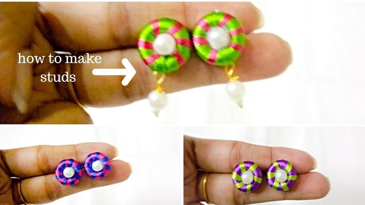 DIY. How to make silk thread stud at home step by step tutorial. simple and easy
