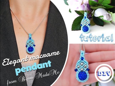 DIY Macrame pendant necklace. How to make elegant macrame pendant. DIY macrame jewelry.