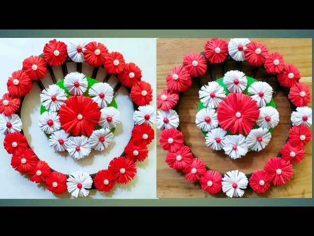 Diy paper flower wall hanging.Simple and beautiful wall hanging.Wall decoration by KovaiCraft #27