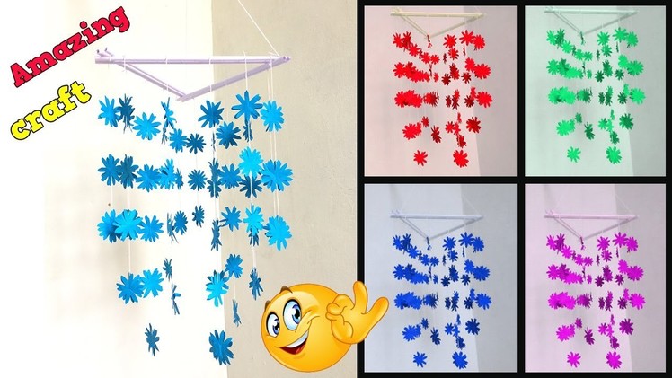 DIY Simple Home Decor - Hanging Flowers - Wind Chime with Beautiful Paper flowers - Wall Hanging