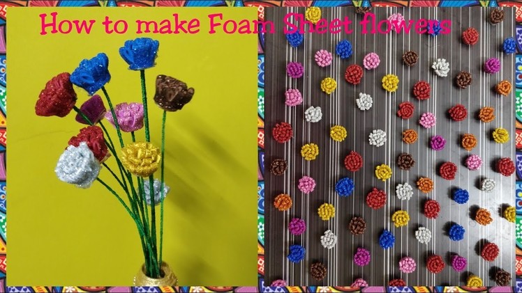 Glitter foam sheet flower making | DIY | Unlimited Shades Of Innovation