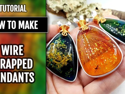 HOW TO: Bezel Flat Wire Wrap Faux Resin Amber cabochons into a beautiful Pendants!